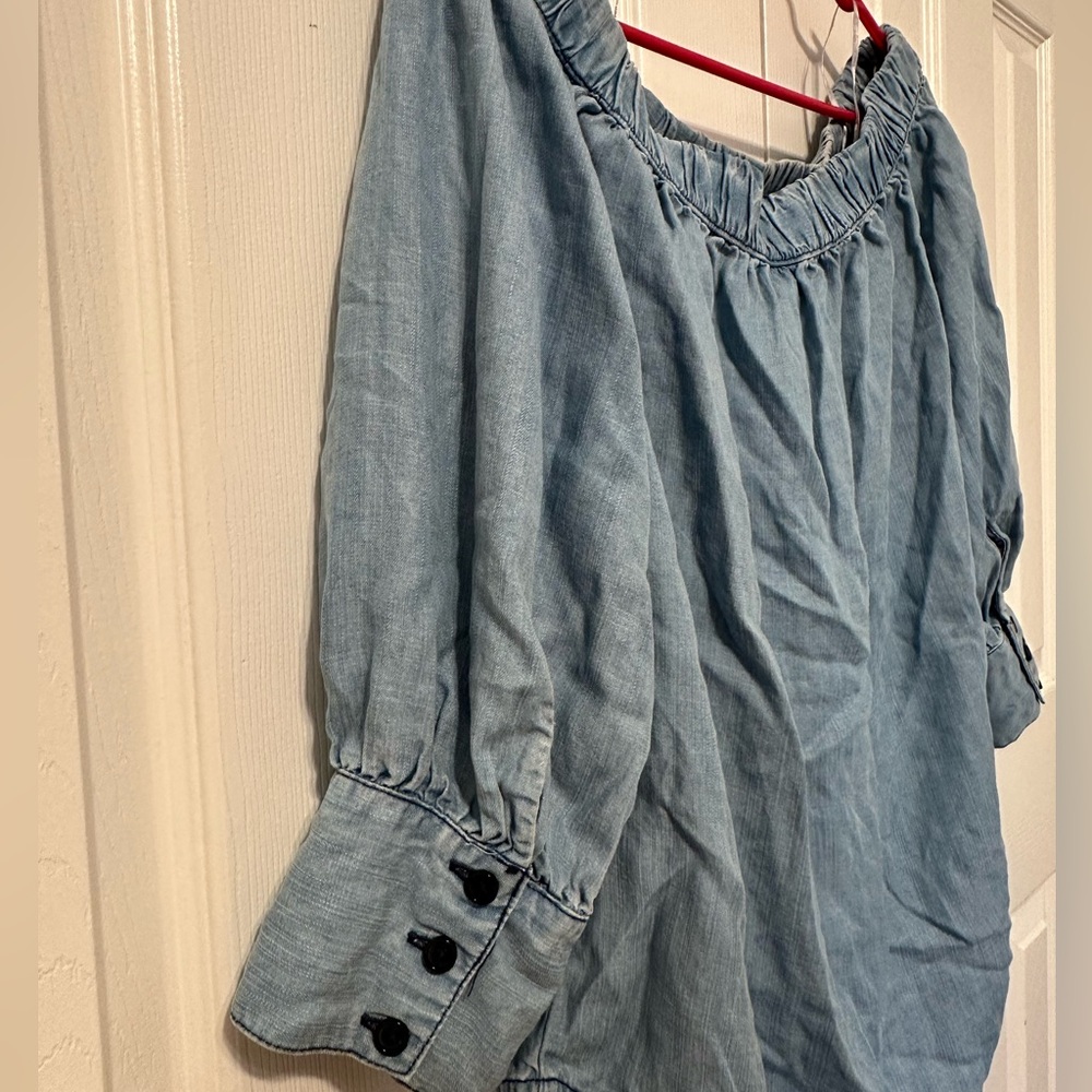 Women's Blue Off-Shoulder Top - Picture 5 of 5